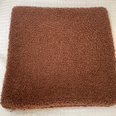 2 POTTERY BARN COZY TEDDY FAUX FUR PILLOW COVERS, 20 x 20 ~ ADOBE - Image 1 of 4