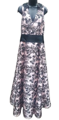 Badgley Mischka официальный цветочный бисером бархата бант полная длина выпускного бала платье Sz 14 - Изображение 1 из 4