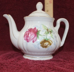 Vintage Teiera rosa floreale con bordo dorato - Giappone - Foto 1 di 5