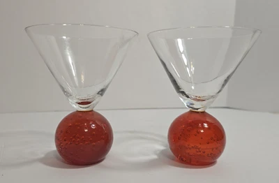 Juego De Colección Firmado Cointreau Martini Copas De Cóctel Burbujas Controladas Bola Naranja Foto 1 de 4