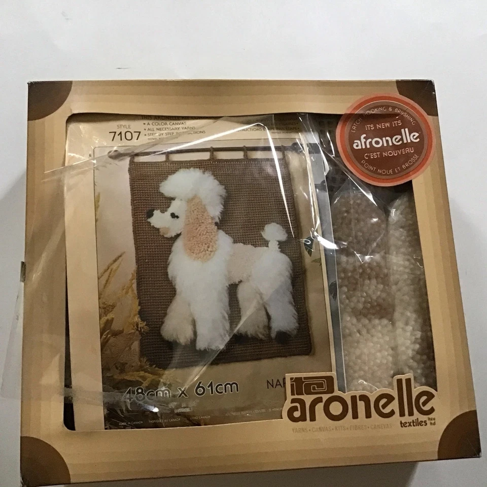 Vintage Aronelle Afronelle latch hook rug Kit Poodle wall hanging 19x24" - Image 1 of 4