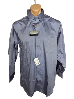 MEN'S GEOFFREY BEENE PINPOINT OXFORD SHIRT-SIZE: LARGE BCK - Image 1 of 4