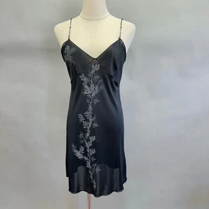 Bebe Moda 90s black slip dress floral print size medium dark Fairy whimsigoth - Picture 1 of 18