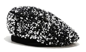 Sequin Glitter Berets Hats Womens Bling French Hat Fashion Sparkly Artist Caps - Picture 1 of 8
