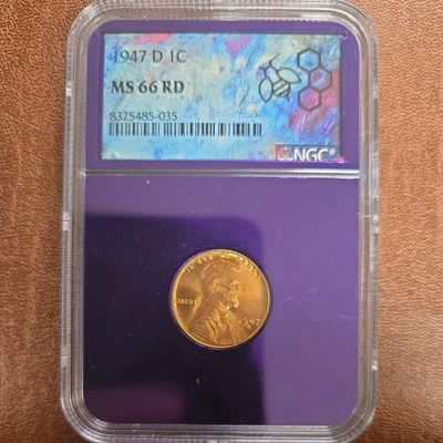 1947 D RED Copper Penny 1c NGC MS66  - Image 1 of 4