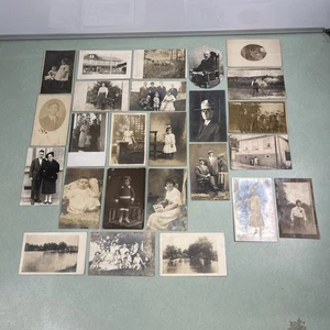 Lote de postales fotográficas antiguas paisajes familiares efímeros en blanco y negro principios de 1900 - Imagen 1 de 13