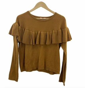 Love On A Hanger Damen hellbraun Rüschen Langarm Cropped Pullover Größe M - Bild 1 von 8