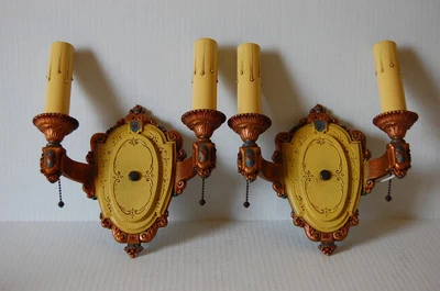 4 Matching Antique Wall Sconces Riddle 1920s Deco Revival Neoclassical 2 Pairs - Image 1 of 4