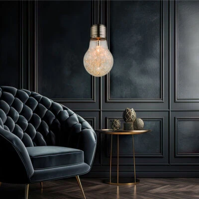 Lampe Suspendue Pendentif Lumière Verre pour Salle à Manger Laiton E27 H 135 CM - Photo 1/4