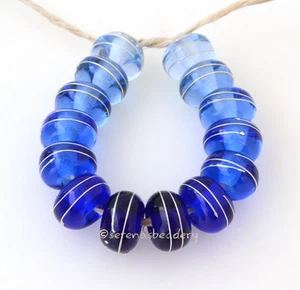 2 TRANSPARENT BLUE * with Fine Silver Wire- Lampwork Glass Beads - taneres - Picture 1 of 39