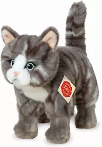 Teddy Hermann Katze grau getigert 20 cm 91822 Kuscheltier Plüschtier Stofftier - Picture 1 of 5