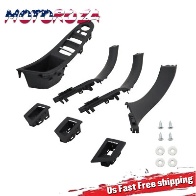 Black Inner Door Panel Handle Pull Trim Cover For 10-16 BMW 5 Series F10 F11 - Image 1 of 4