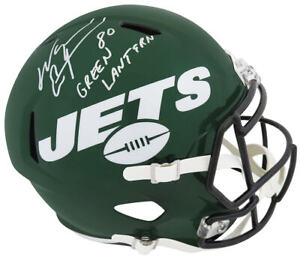Wayne Chrebet Signed Jets Riddell F/S Speed Rep Helmet w/Green Lantern -(SS COA)