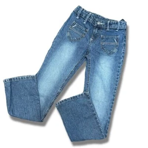 Wrangler Girls Bootcut Blue Denim Jeans Size 10 Stretch Mid Rise - Picture 1 of 6