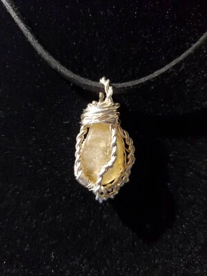 Colgante intercambiable de piedras preciosas envueltas en alambre de citrino único en su clase joyería hecha a mano Foto 1 de 4
