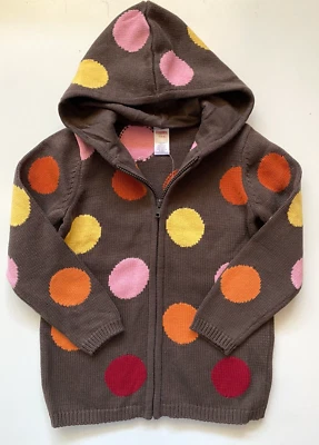 Cardigã suéter Gymboree roxo outono bolinhas com capuz zíper tamanho P/5-6/novo com etiquetas - Imagem 1 de 2