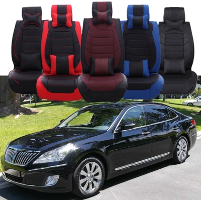 For Hyundai Equus Front&Rear Car Seat Covers 2/5-Seats Cushion Set PU Leather Foto 1 de 4