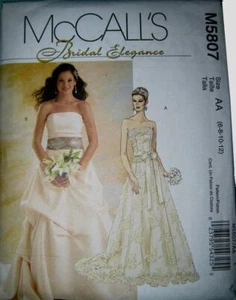 McCalls Patrón Novia Elegancia Vestidos Formales M5807 NUEVOS SIN CORTAR 2 tallas disponibles - Imagen 1 de 2