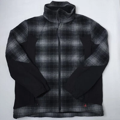 Abrigo Woolrich Para Hombres L Negro Gris A Cuadros Híbrido Softshell Mezcla de Lana Forrado de Vellón Foto 1 de 4