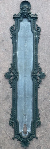 Antique French Cast Wall Thermometer Architectural Sign Plaque 19th century 46" Cover