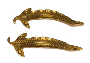 Leaf Shape Vintage Style Handmade Brass Almirah Window Drawer Door Pull Handles - Picture 1 of 11