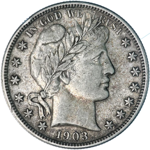 1903 (P) Barber Half Dollar 90% Silver Extra Fine XF+ See Pics A305 Cover