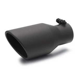 2.5" Inlet 4" Outlet Exhaust Tip 9" Long Angle Cut Rolled End Stainless Steel - Picture 1 of 5