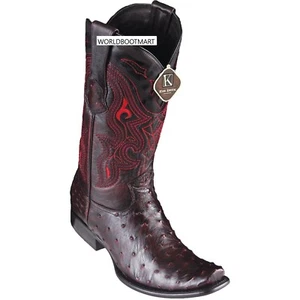King Exotic CHERRY Full Quill Ostrich Western Boot Dubai Square Toe EE 4790318 - Picture 1 of 2