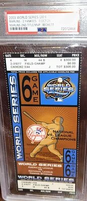 2003 Psa 6  Rare Full World Series Ticket Marlins 2nd Title Yankees Josh Beckett - Image 1 of 4