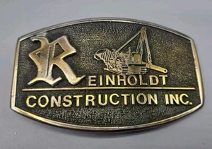 Reinholdt Construction Belt Buckle Vintage 4.25"w Made By ADEZY Denver, CO - Picture 1 of 4