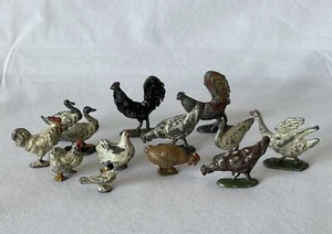 SPARES Playworn Vintage Painted Lead Britains Era Toy Lot 13 Mixed Poultry Birds - Picture 1 of 9