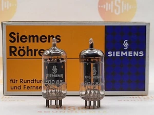 2x Siemens ECC83 12AX7 Tubes - 17mm Long Plates - Munich '60 (mC6 ‡0K) - Strong - Picture 1 of 11