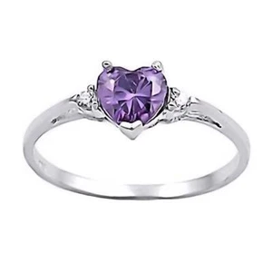 Sterling Silver 0.81ct Heart Cut Amethyst Ice CZ Promise Friendship Ring, Amy - Picture 1 of 1