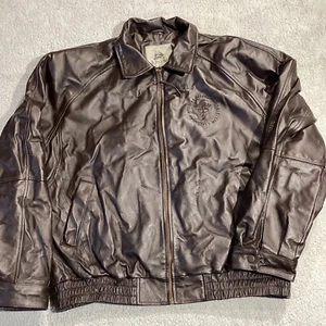 Leather Bomber Jacket Men’s XL Brown UAB Emergency Medicine Embossed Burks Bay - Afbeelding 1 van 17