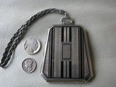 Antique STERLING Silver Braided Slide Chain Bill Card Case Coin Holder Compact • 180.37$