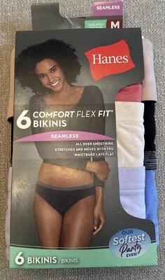 Bikinis Hanes Comfort Flex Fit para mujer medianos sin etiquetas multicolores 6 unidades Foto 1 de 4