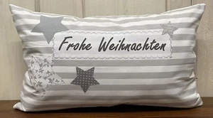 Landhausstil Kissenhülle, Dekokissen, Frohe Weihnachten,grau/weiß 30x50 - Bild 1 von 7