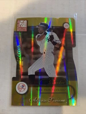 ALFONSO SORIANO 2001 DONRUSS ELITE STATUS GOLD #193 ROOKIE NEW YORK DIE CUT SP - Image 1 of 2