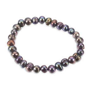 Natural Pearl Stretch Bracelets Potato PrussianBlue 2"(5cm) P506 - Picture 1 of 3