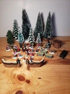 DEPT 56   LEMAX    CHRISTMAS VILLAGE   FIGURINES TREES   LOT OF 35       AE - Picture 1 of 12