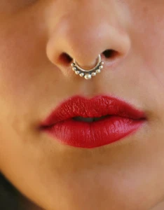 Septum Silver Sterling Tribal Nose Ring 18 g 92.5 Pierced Jewelry Unique Design - Picture 1 of 7