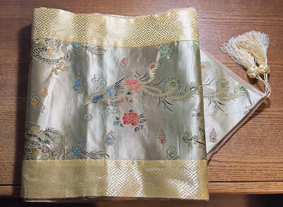 Elegant Table Runner Gold and Blue Dragon Pattern 76x13 inches - Image 1 of 4