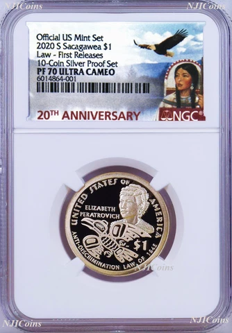2020 S Proof Native American NGC PF70 $1 Anti-Discrimination v. SilverSet coin Cover
