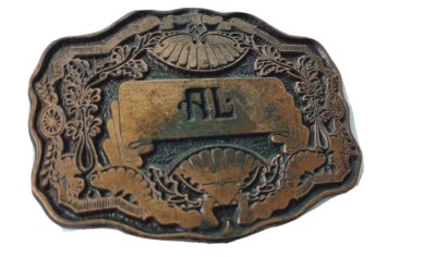 Retro Western Cowboy Brass 1970s Vintage Belt Buckle Name "AL" - Image 1 of 4