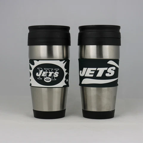 New York Jets NFL Officially Licensed 15oz Stainless Steel Tumbler w/ PVC Wrap Cover