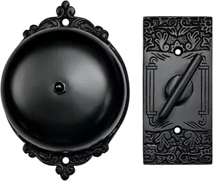 Victorian Style Twist Bell Vintage Look Doorbell Black Antique Front Door Alarm - Picture 1 of 9