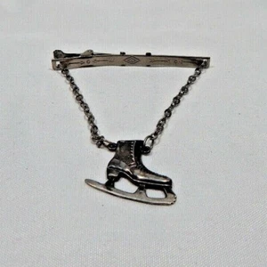 Sterling Silver Tie Bar Figure Skate marked 3"  - Picture 1 of 4