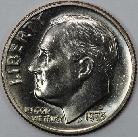 1973 D Roosevelt Dime, Uncirculated Cover