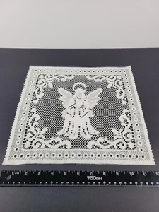 Set 5 White Christmas Doilies 12"x12" Angel, Tree, Stocking, Sleigh, Bells - Picture 1 of 5