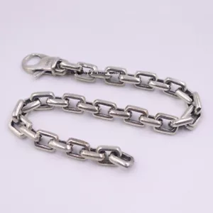 Brazalete de plata esterlina 925 pura para hombre 7 mm eslabón de cable cadena para hombre 7,90 pulgadas - Imagen 1 de 6